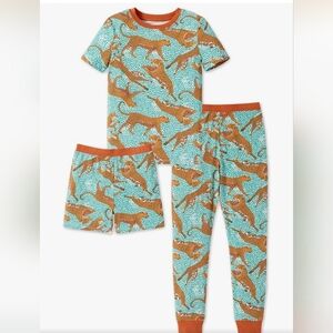 PatPat Bamboo Viscose Pajama Set 3-Piece Leopard Shorts & Pants Sz. 12 #2068